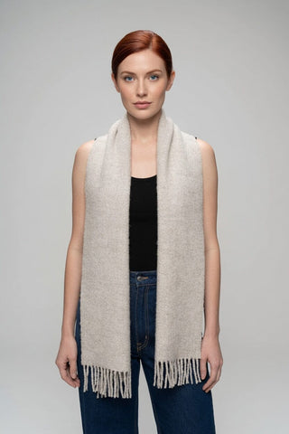 D10417EP0000-08J0117-Natural Undyed Baby Alpaca Eco and Silk BOUCLE' Stole