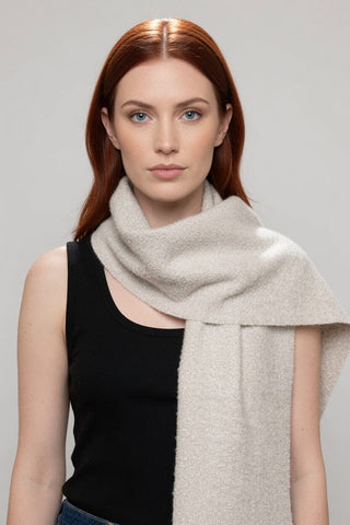 Natural Undyed Baby Alpaca Eco and Silk BOUCLE' Stole - Choice Alpaca Products-D10417EP0000-08J0117