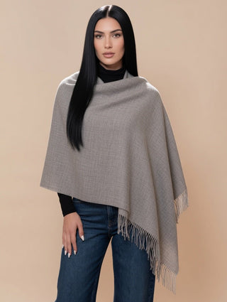 D10417EP0000-08J0117-Natural Undyed Baby Alpaca Eco and Silk BOUCLE' Stole