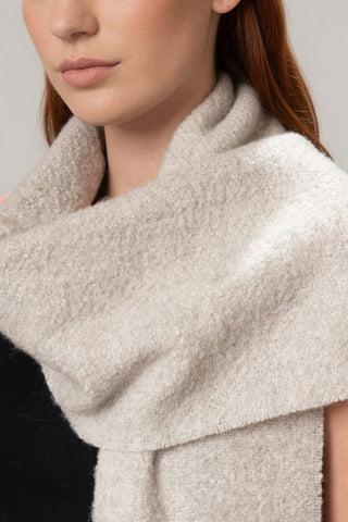 D10417EP0000-08J0117-Natural Undyed Baby Alpaca Eco and Silk BOUCLE' Stole