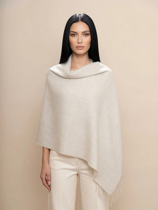D10417EP0000-08J0117-Natural Undyed Baby Alpaca Eco and Silk BOUCLE' Stole