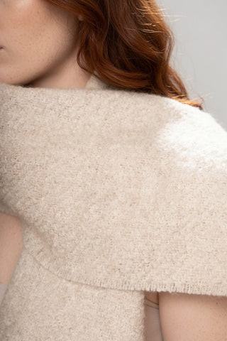Natural Undyed Baby Alpaca Eco and Silk BOUCLE' Stole - Choice Alpaca Products-D10417EP0000-08J0117