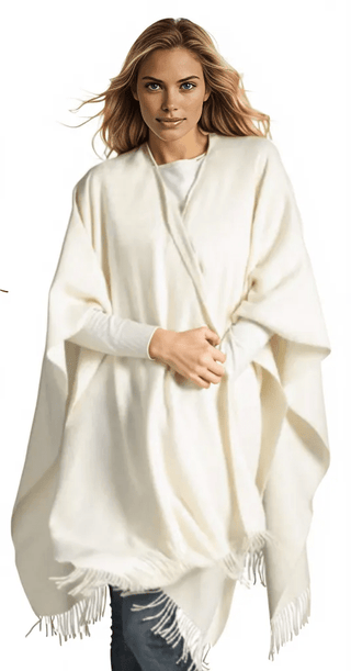 P4004-Com1-Premium Classic Solid Alpaca Poncho