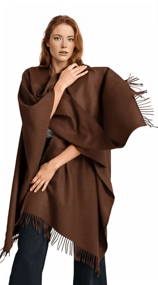 P4004-Com5-Premium Classic Solid Alpaca Poncho