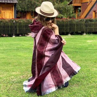 Red Bordeaux Alpaca Poncho - Choice Alpaca Products-DN_173218677754