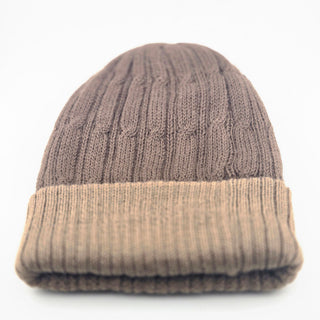 Reversible Cabled 100% Alpaca Knit Hat - Choice Alpaca Products-INCTRev-BrnMdBrn