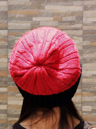 Reversible Cabled 100% Alpaca Knit Hat - Choice Alpaca Products-INCTRev-RedBlack