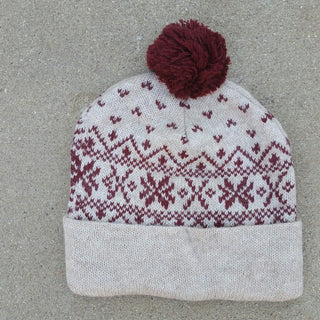 F220pompom-redred-Snowflake Pom-Pom Alpaca Hat