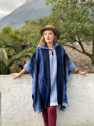 Soft Blues Alpaca Poncho Poncho 