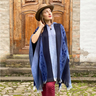 Soft Blues Alpaca Poncho Poncho 