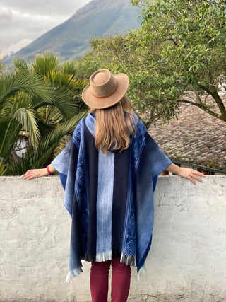 Soft Blues Alpaca Poncho Poncho 