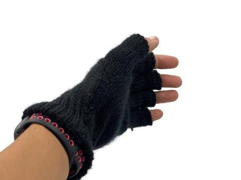 Solid Color Fingerless Alpaca Gloves Gloves Black 
