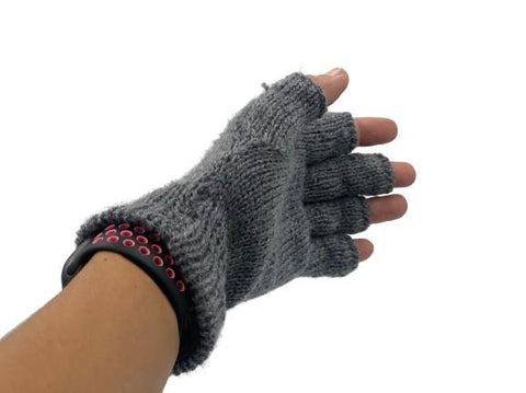 Solid Color Fingerless Alpaca Gloves Gloves Charcoal Grey 