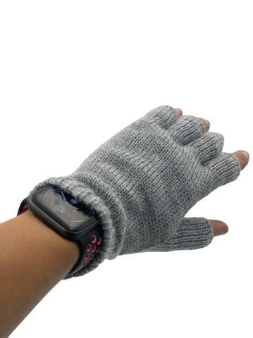 Solid Color Fingerless Alpaca Gloves Gloves Silver Grey 