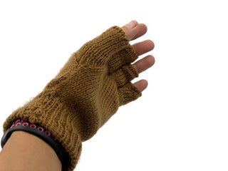 Solid Color Fingerless Alpaca Gloves - Choice Alpaca Products-Solid_fingerless-medbrown
