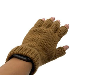 Solid Color Fingerless Alpaca Gloves - Choice Alpaca Products-Solid_fingerless-medbrown