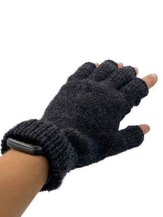 Solid Color Fingerless Alpaca Gloves - Choice Alpaca Products-Solid_fingerless-medgrey
