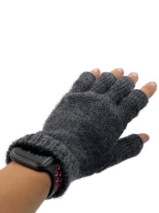 Solid Color Fingerless Alpaca Gloves - Choice Alpaca Products-Solid_fingerless-medgrey