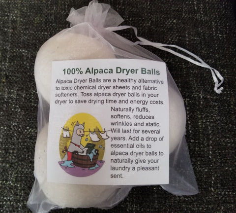 Solid White Wet Felted Alpaca Dryer Balls Home Goods Set of 3 balls 