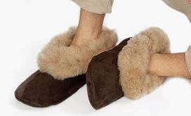 Suede and Fur Alpaca Slippers Socks 