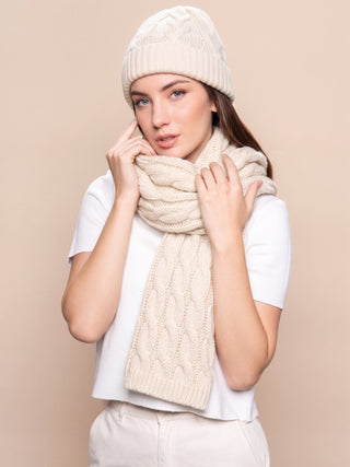 Suri Cable Knitted Hat & Scarf - Choice Alpaca Products-D3A2376P0000-XXC0003-Ivory