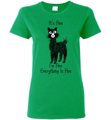 t-shirt: Alpaca I'm Fine Ladies Short-Sleeve Irish Green S 