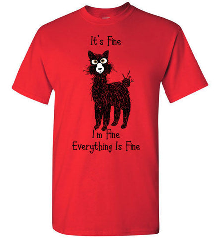 t-shirt: Alpaca I'm Fine Short-Sleeve Shirts & Tops Red S 