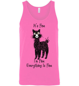 t-shirt: Alpaca I'm Fine Unisex Tank Neon Pink S 