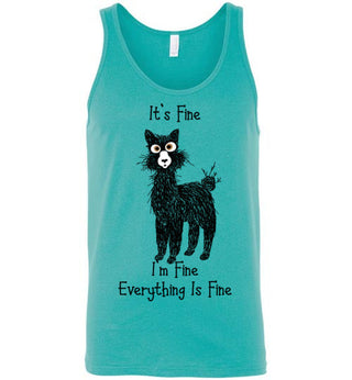 t-shirt: Alpaca I'm Fine Unisex Tank Teal S 