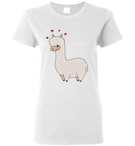 t-shirt: Alpaca Love Gildan Ladies Short-Sleeve White S 