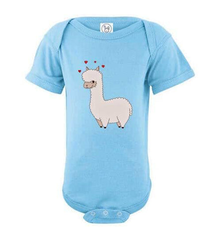 t-shirt: Alpaca Love Infant Fine Jersey Bodysuit Onesie Light Blue NB 