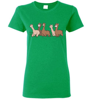t-shirt: Curious Alpacas Gildan Ladies Short-Sleeve Shirts & Tops Irish Green S 
