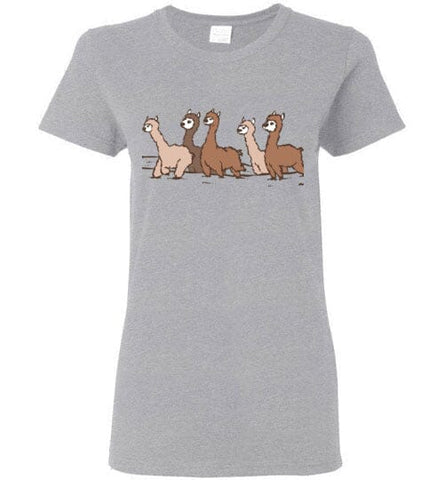t-shirt: Curious Alpacas Gildan Ladies Short-Sleeve Shirts & Tops Sports Grey S 