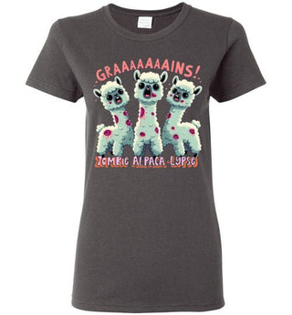 TS.104553633-t-shirt: Halloween GRAINS Zombie Alpaca-lypse Gildan Ladies Short-Sleeve T-Shirt