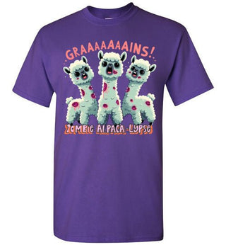TS.104553559-t-shirt: Halloween GRAINS Zombie Alpaca-lypse Gildan Short-Sleeve T-Shirt