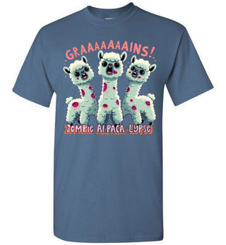 TS.104553603-t-shirt: Halloween GRAINS Zombie Alpaca-lypse Gildan Short-Sleeve T-Shirt