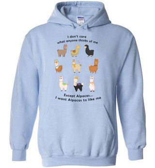 t-shirt: I Want Alpacas to Like Me Gildan Heavy Blend Hoodie Light Blue S 