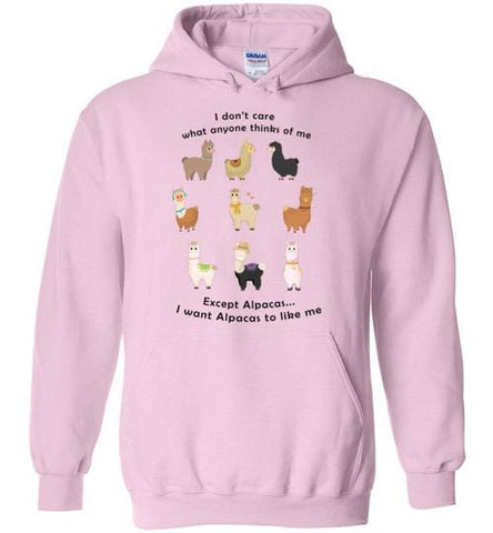 t-shirt: I Want Alpacas to Like Me Gildan Heavy Blend Hoodie Light Pink S 