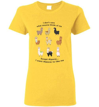 t-shirt: I Want Alpacas to Like Me Gildan Ladies Short-Sleve