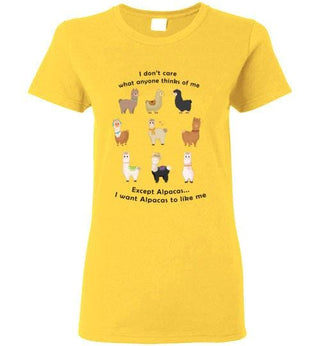 TS.101354989-t-shirt: I Want Alpacas to Like Me Gildan Ladies Short-Sleve