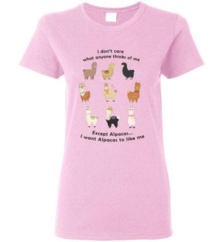 TS.101355006-t-shirt: I Want Alpacas to Like Me Gildan Ladies Short-Sleve