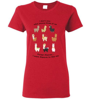 TS.101355018-t-shirt: I Want Alpacas to Like Me Gildan Ladies Short-Sleve