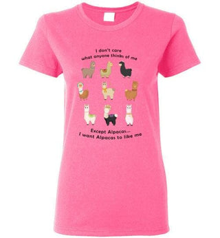 TS.101355024-t-shirt: I Want Alpacas to Like Me Gildan Ladies Short-Sleve