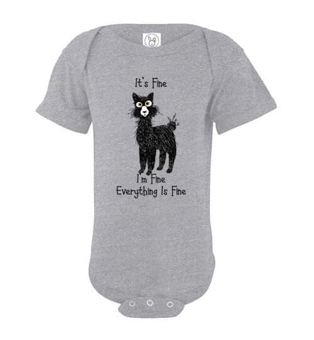 t-shirt: I'm Fine Alpaca Infant Fine Jersey Bodysuit Onesie Heather NB 