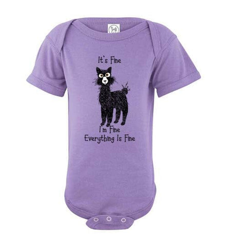 t-shirt: I'm Fine Alpaca Infant Fine Jersey Bodysuit Onesie Lavender NB 