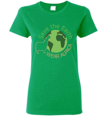 t-shirt: Save the Earth Wear Alpaca Ladies Short-Sleeve Shirts & Tops Irish Green S 