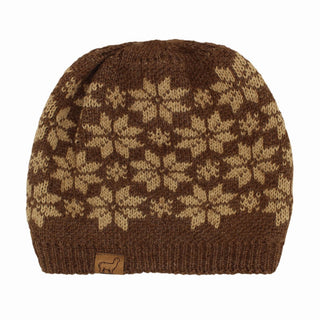 USA Made Alpaca Slouch Beanie - Snowflake - Choice Alpaca Products-snowflake-slouch-brown-sandstone