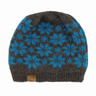 USA Made Alpaca Slouch Beanie - Snowflake - Choice Alpaca Products-snowflake-slouch-grey-blue