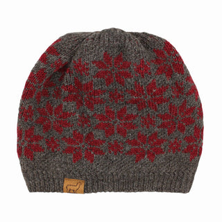 USA Made Alpaca Slouch Beanie - Snowflake - Choice Alpaca Products-snowflake-slouch-grey-burgundy
