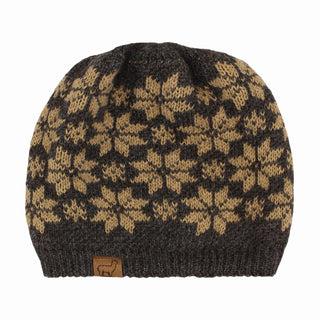 USA Made Alpaca Slouch Beanie - Snowflake - Choice Alpaca Products-snowflake-slouch-grey-sandstone